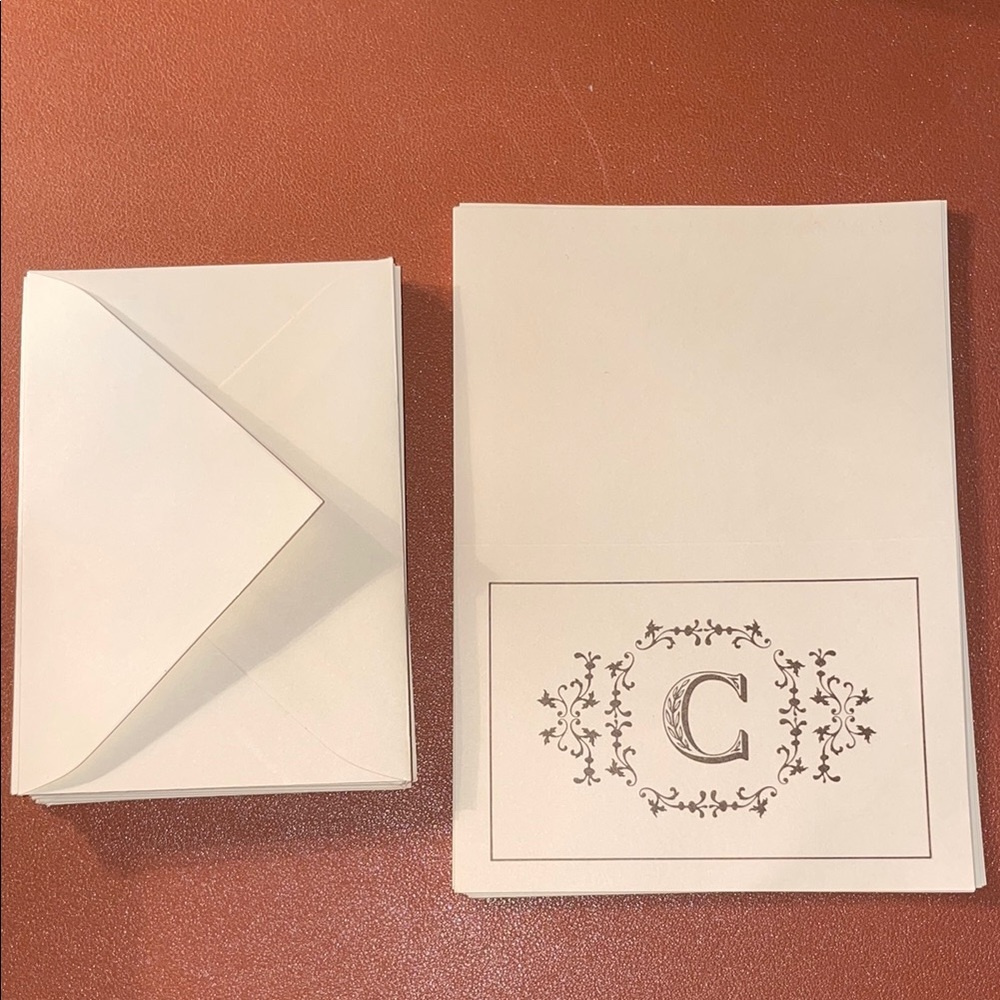 Vintage Classic Monogram “C” Note Cards with Envelopes - Cream